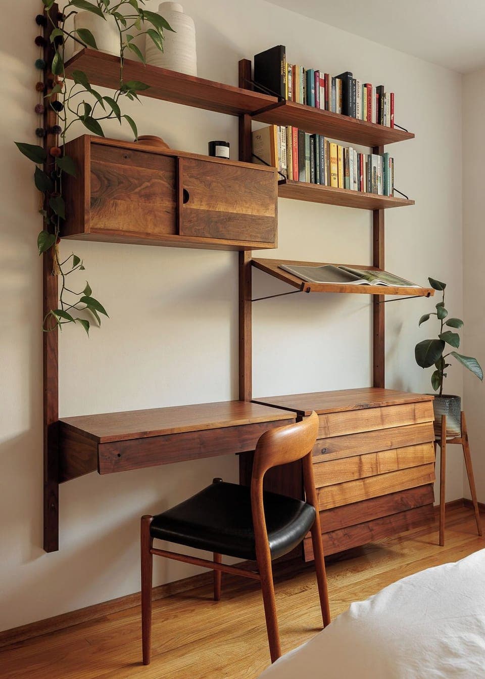 Bedroom 2 on the main floor with mid-century modern furnishings