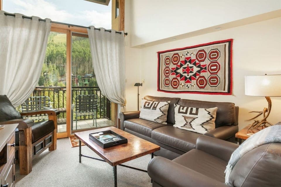 Open living area with sofa bed