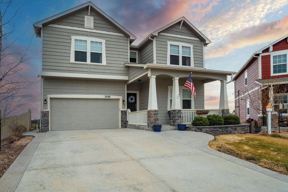 Beautiful two-story home with charming curb appeal, a spacious front porch perfect for relaxing, and two driveway parking spaces. Conveniently located in a peaceful Colorado Springs neighborhood, offering easy access to local attractions!
