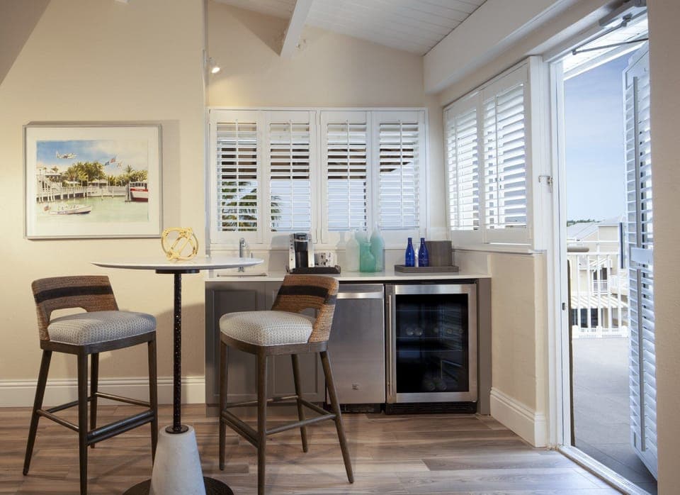 Enjoy easy snacks and drinks at the stylish kitchenette nook.