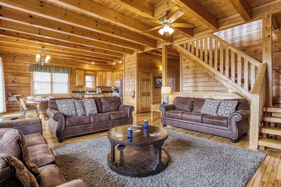 Open layout concept offers seamless transitions between living and dining areas.