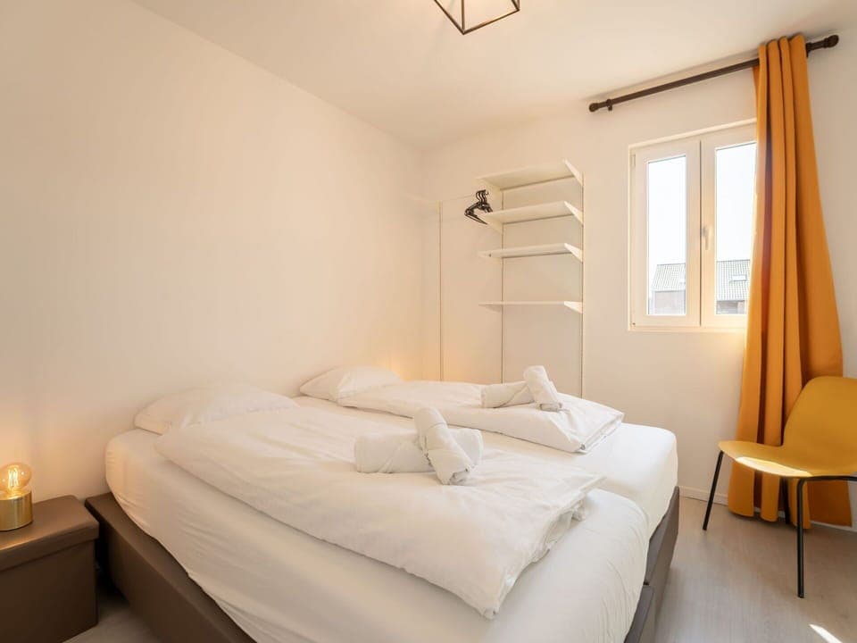 Interior Design, Floor, Flooring, Bedroom, Ceiling, Apartment, Room, Bed, Bed Frame, Bedding