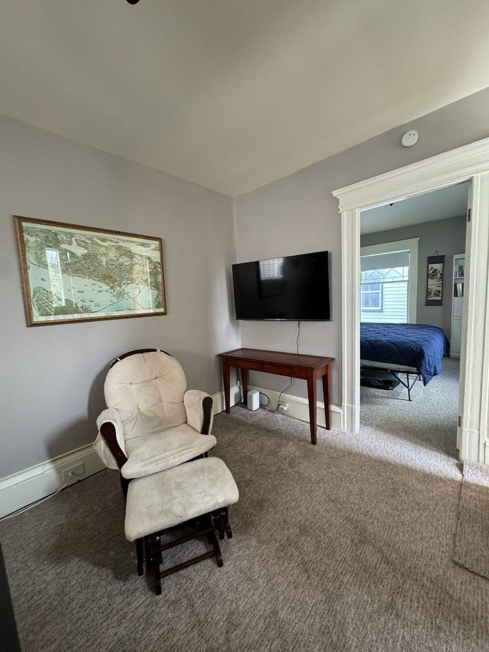 Living room, looking into the bedroom.  With a Fire TV, just login and watch.