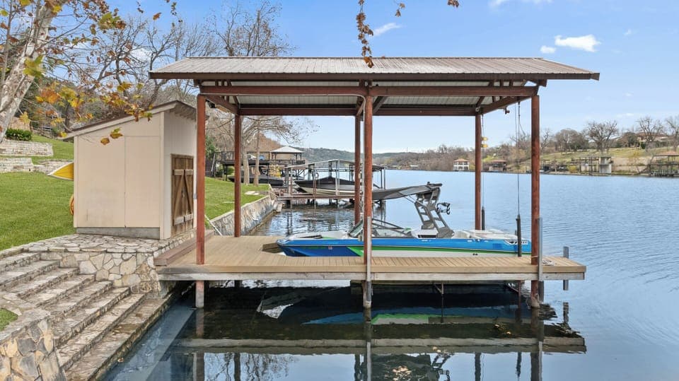 Private Dock – Please note, the boat pictured is not included with the rental. However, you’re more than welcome to bring your own and dock it here!