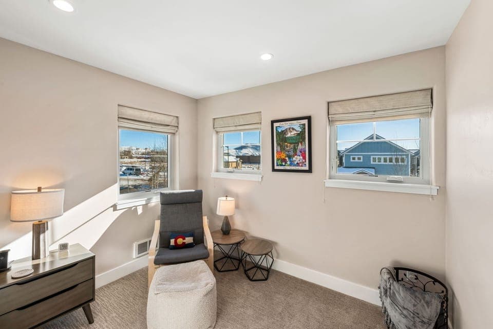 Cozy reading area in Master bedroom with views to WCU hillside.
