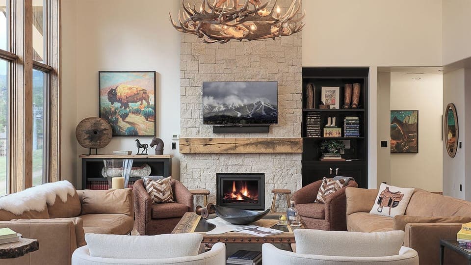 Great room with fireplace