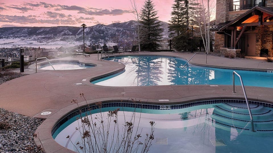Outdoor pools sunset views