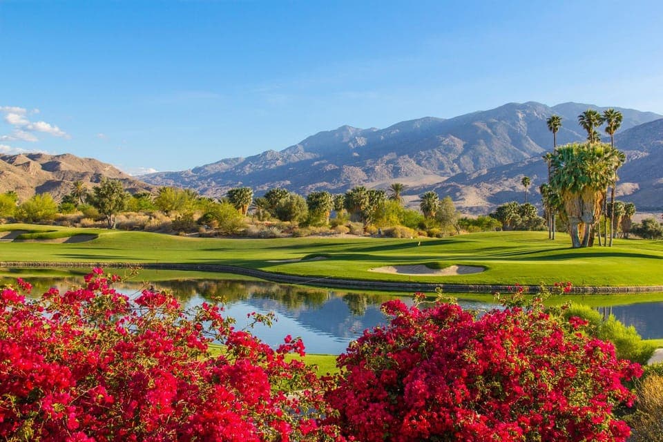 Experience the beauty of Palm Springs with well-manicured golf courses and vibrant landscapes, ideal for outdoor enthusiasts and nature lovers alike.