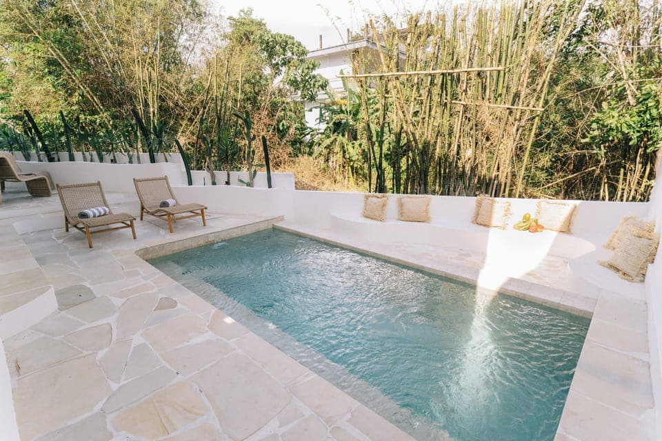 Pool area with jungle view