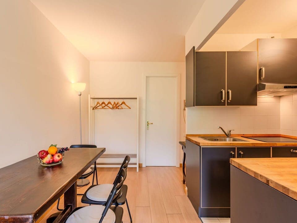 Interior Design, Flooring, Furniture, Wood, Floor, Ceiling, Kitchen, Countertop, Room, Lighting