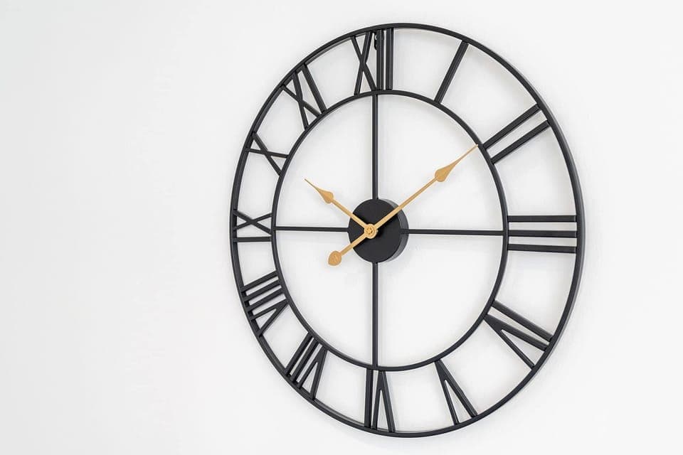 Living Room | Stylish Black Metal Clock Mounted on the Wall