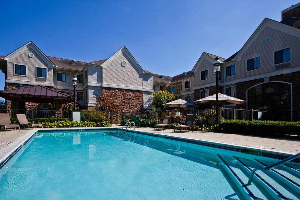 Take in gorgeous views while lounging around the on-site outdoor pool.