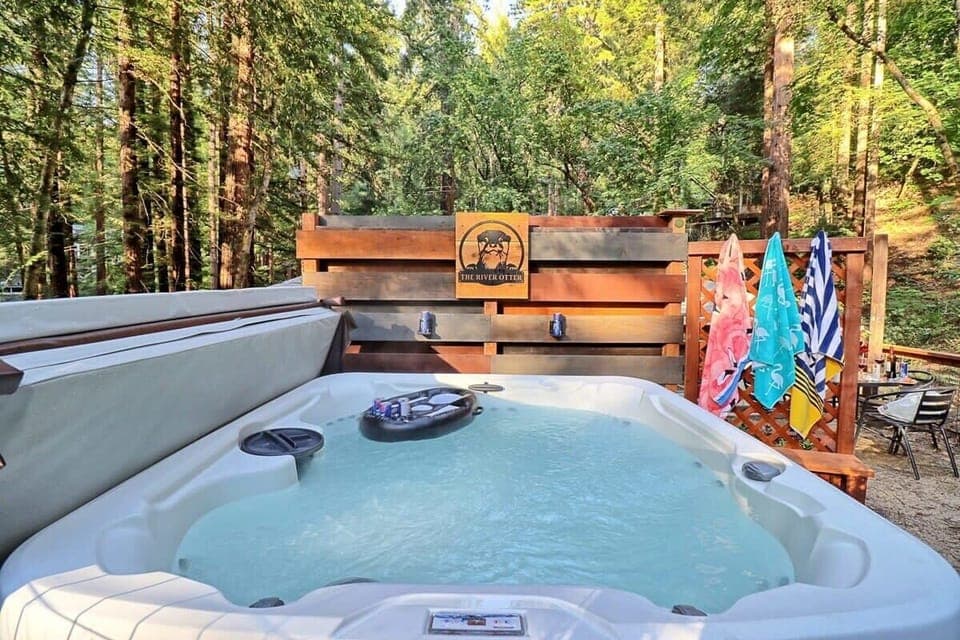 Indulge in the ultimate group retreat as you soak in our 6-person hot tub, surrounded by the beauty of the Redwood hills. No additional fees!