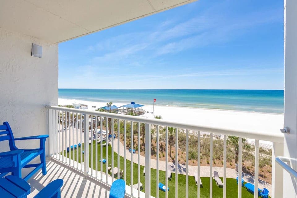 Balcony. Exact unit will be assigned upon arrival. Views, colors, and decor may vary.