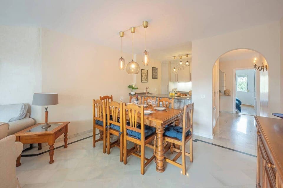 Dining room with wooden table for 8 guests (2)