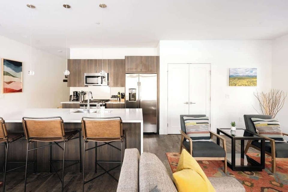 Kitchen and living area seating