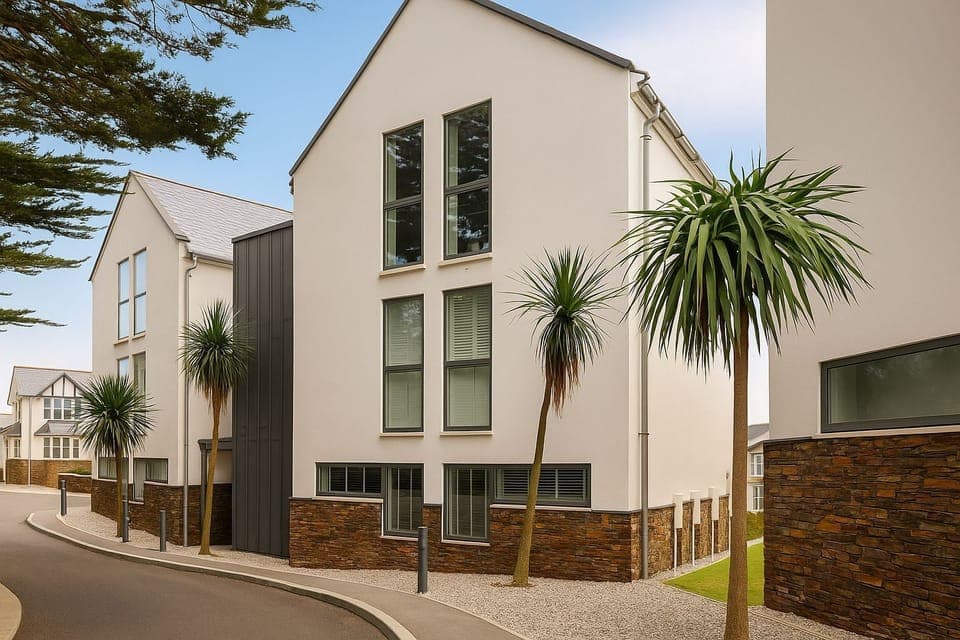 Modern Apartment exterior with fee parking