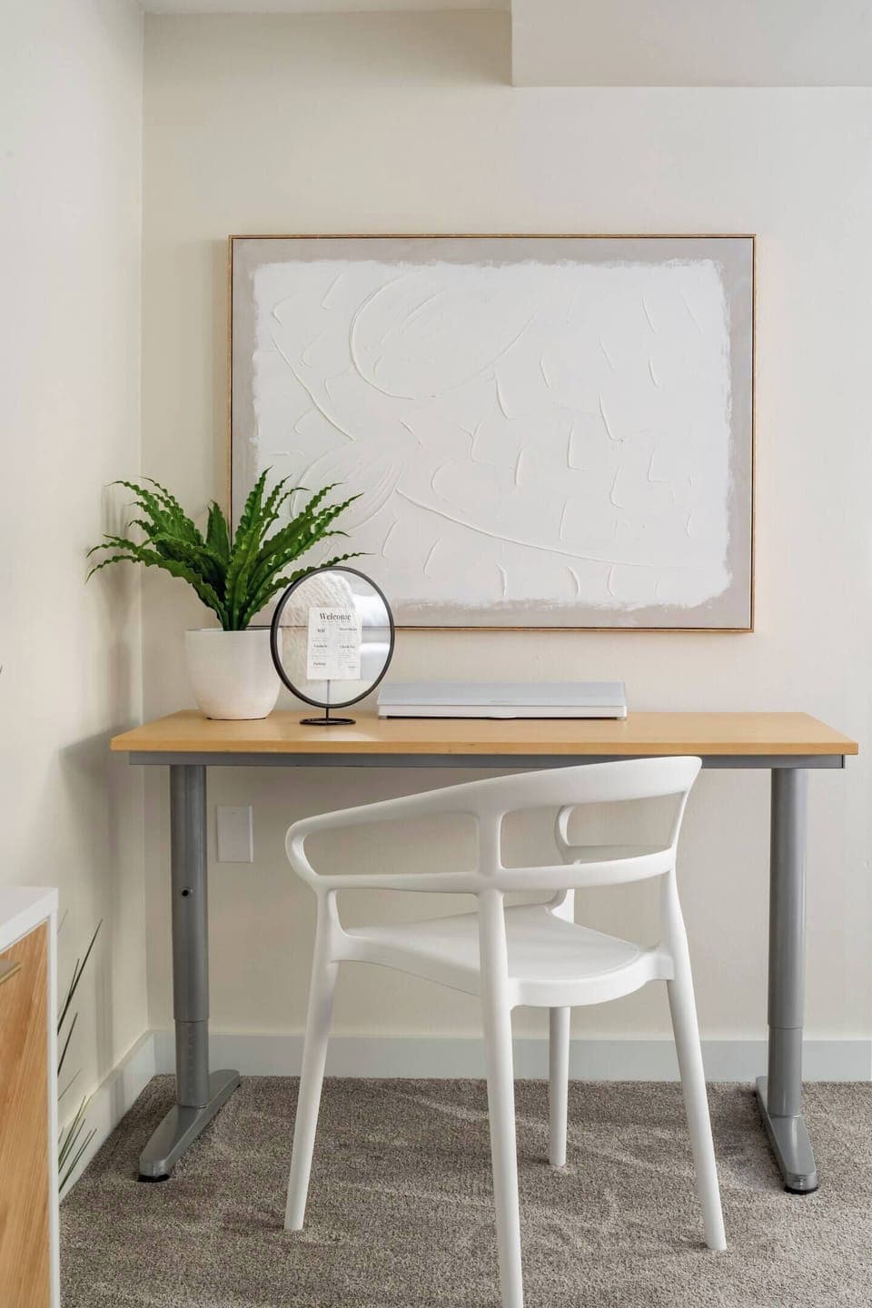 Workspace adjacent to living room. Fastest available high speed internet at 500+ MBPS.