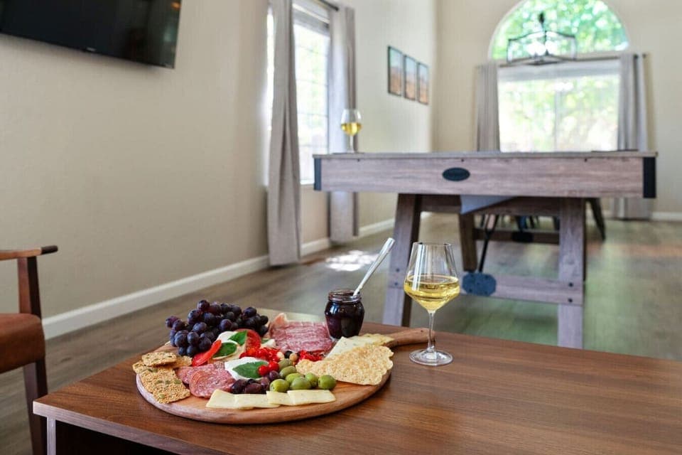 Charcuterie and cue balls—snack in style while lining up your next shot on the pool table!