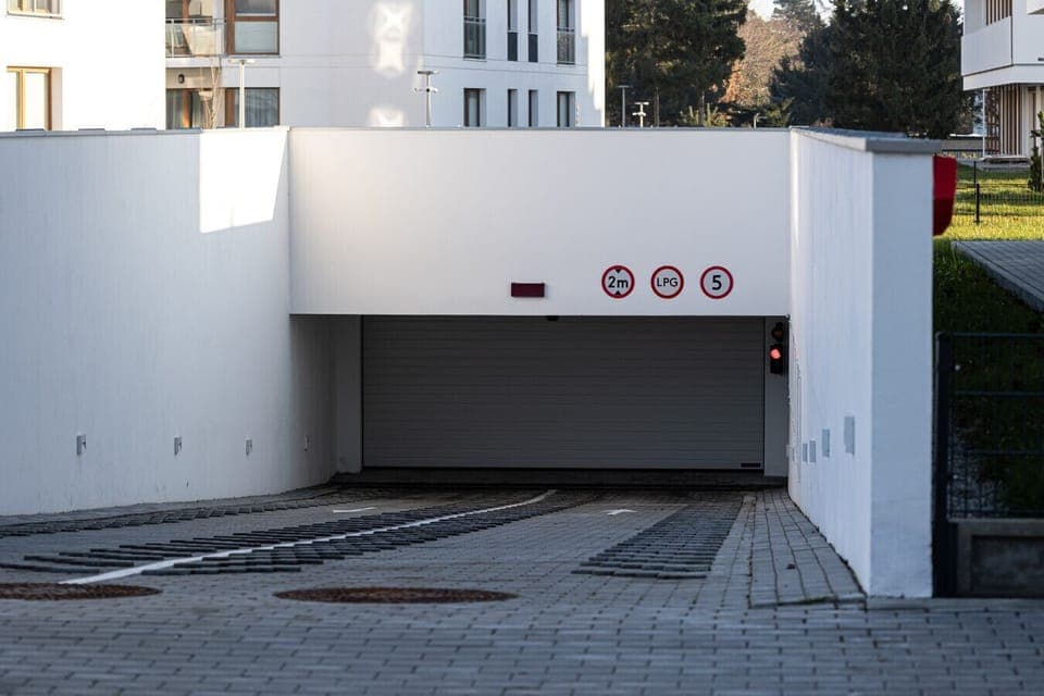 Underground parking space – convenience and security in a gated seaside complex.