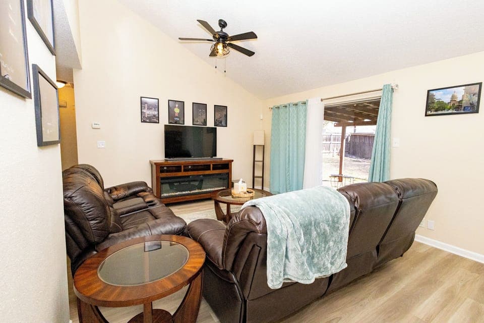 The living room has a smart TV with streaming capabilities