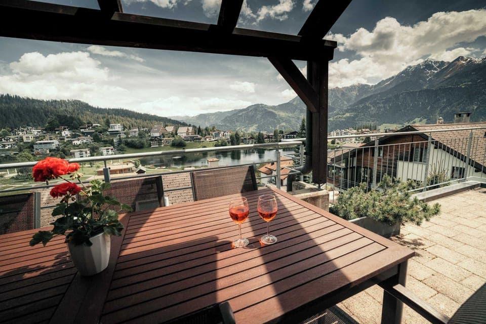 Enjoy breakfast lunch and supper on this large balcony with breathtaking views