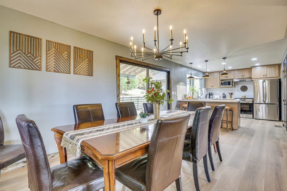 Dining Room | Raised 1st Floor | 3 Steps Up | Dishware & FlatwareDining Room