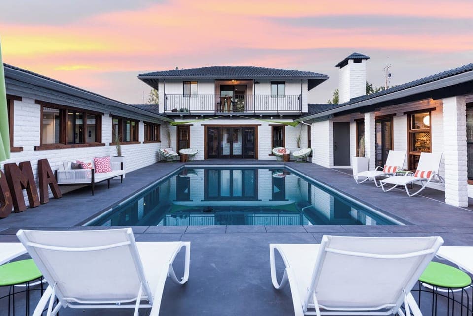 Back of house overlooking pool 