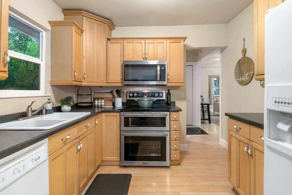 Fully stocked kitchen with everything you need for a night in