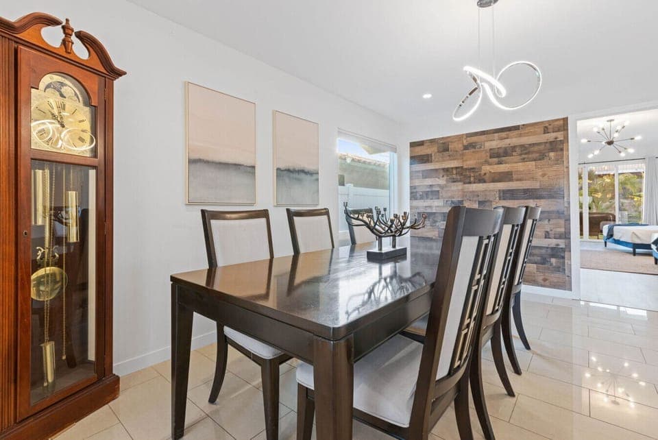 Formal dining space ideal for family dinners or group gatherings.