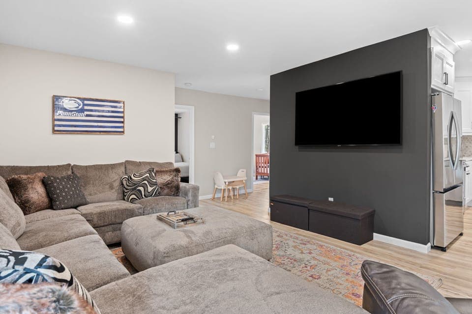 Sink into the sectional and enjoy movie night on the big screen TV