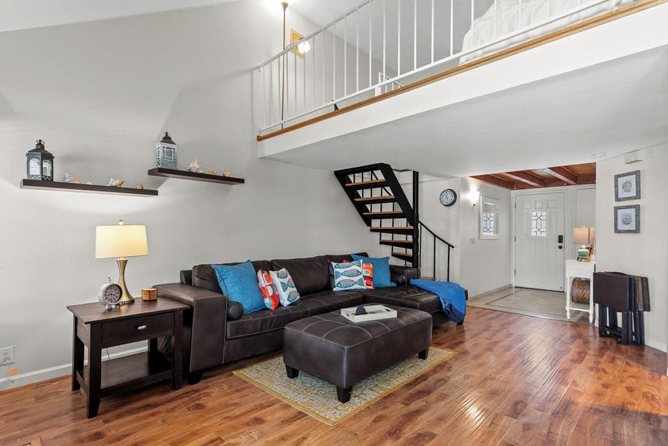 Relax and unwind in the cozy living room.