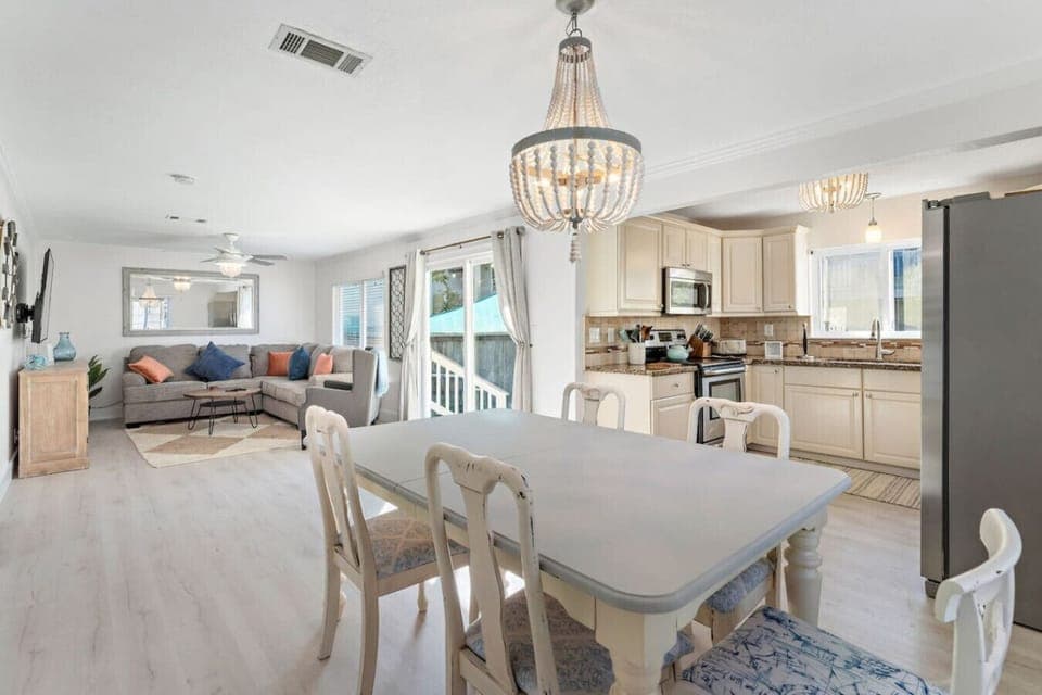 This dining area is located next to the kitchen