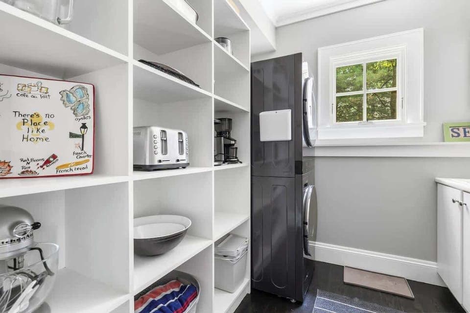 Function meets flair with this stylish, utility-ready zone.