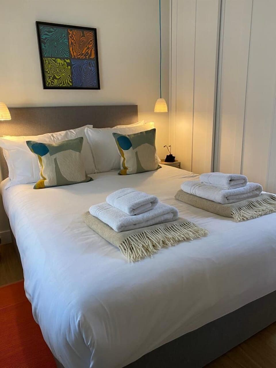 Cotton percale Sheets. Towels provided.