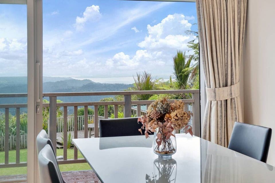 You can enjoy great indoor/outdoor flow from the dining table to one of many balconies.