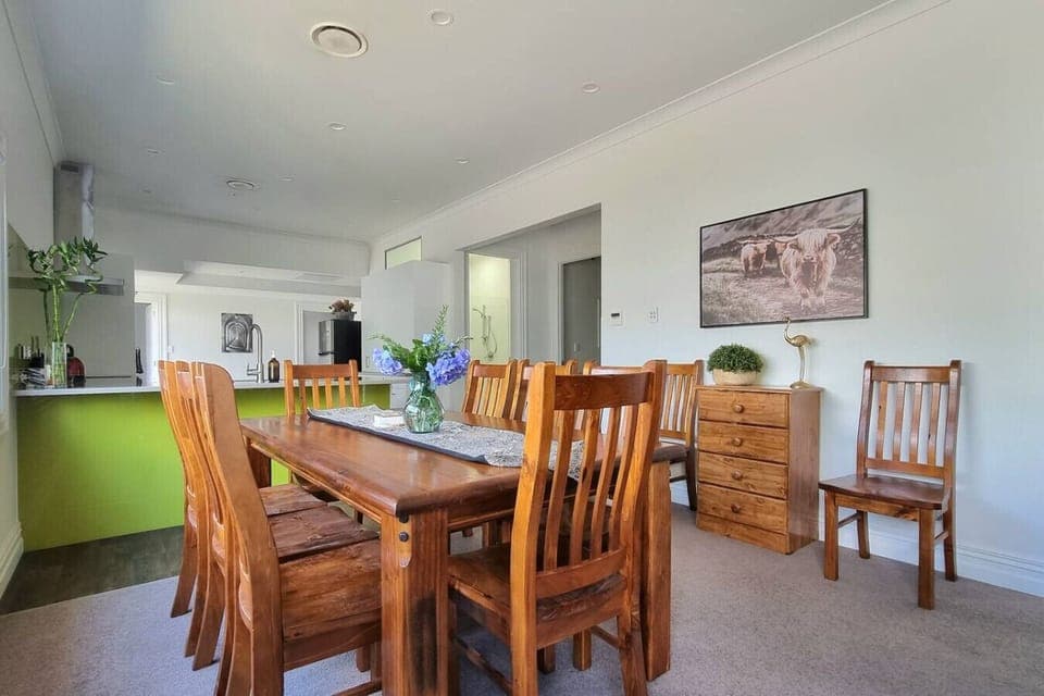 You can be in the kitchen and still be able to interact with the guests on the dining table.