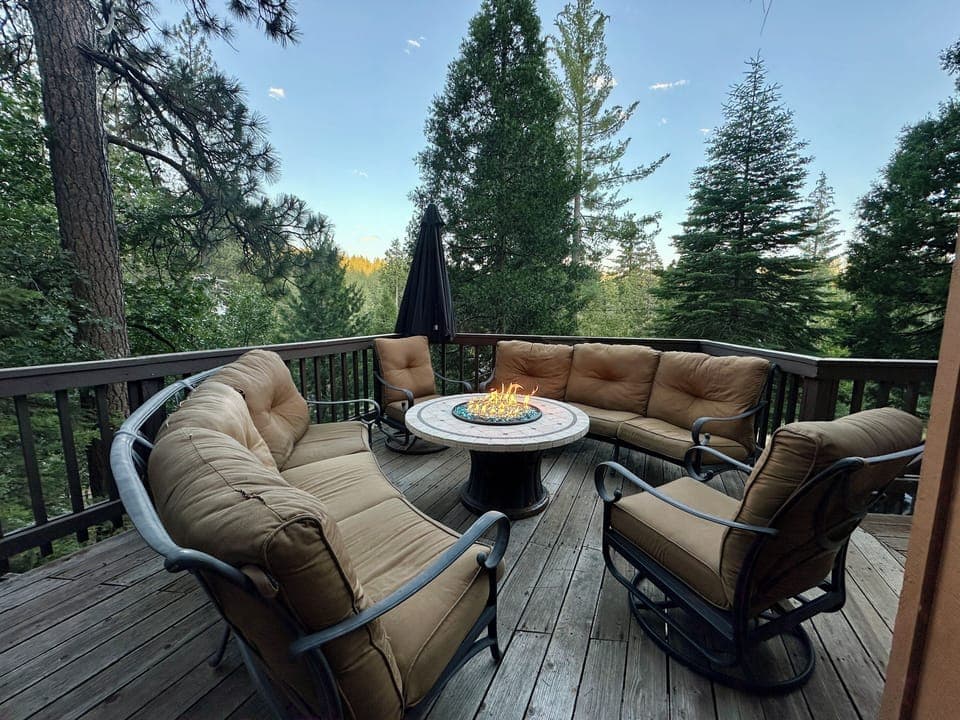 Comfortable loungers to enjoy the beautiful evening view from spacious deck