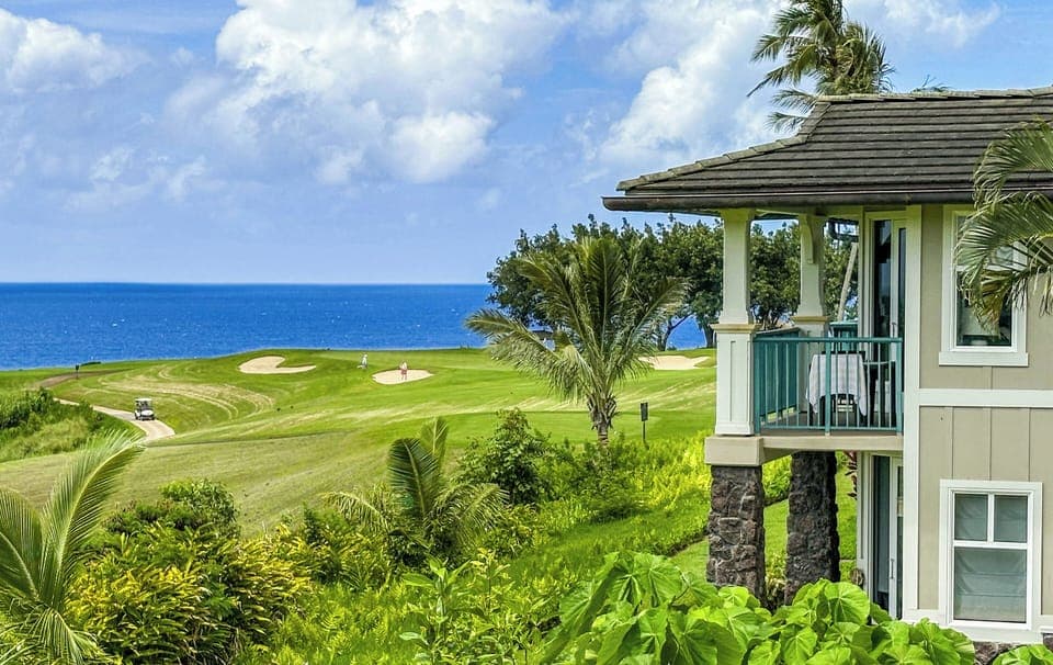 Gorgeous ocean view from the 3 bedroom for 6 townhome!