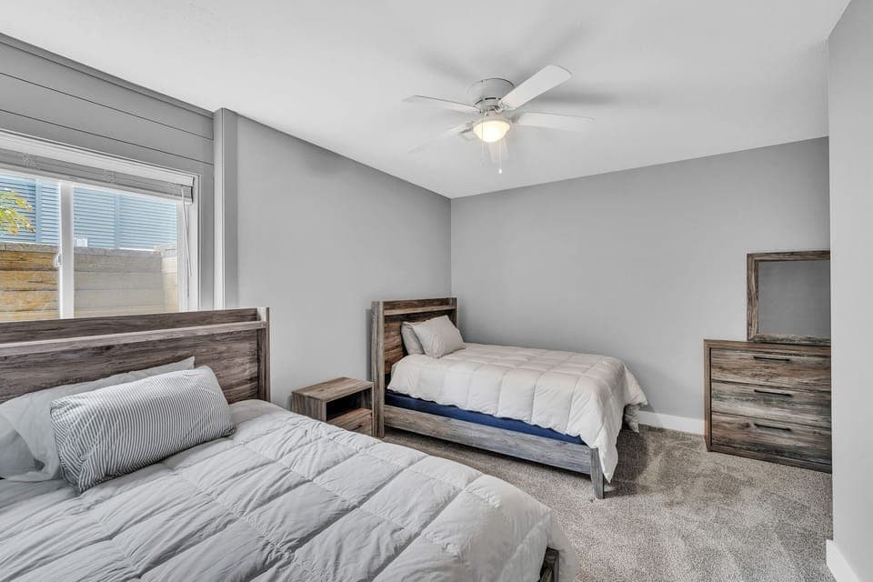 Indoors, Appliance, Ceiling Fan, Bed, Bedroom