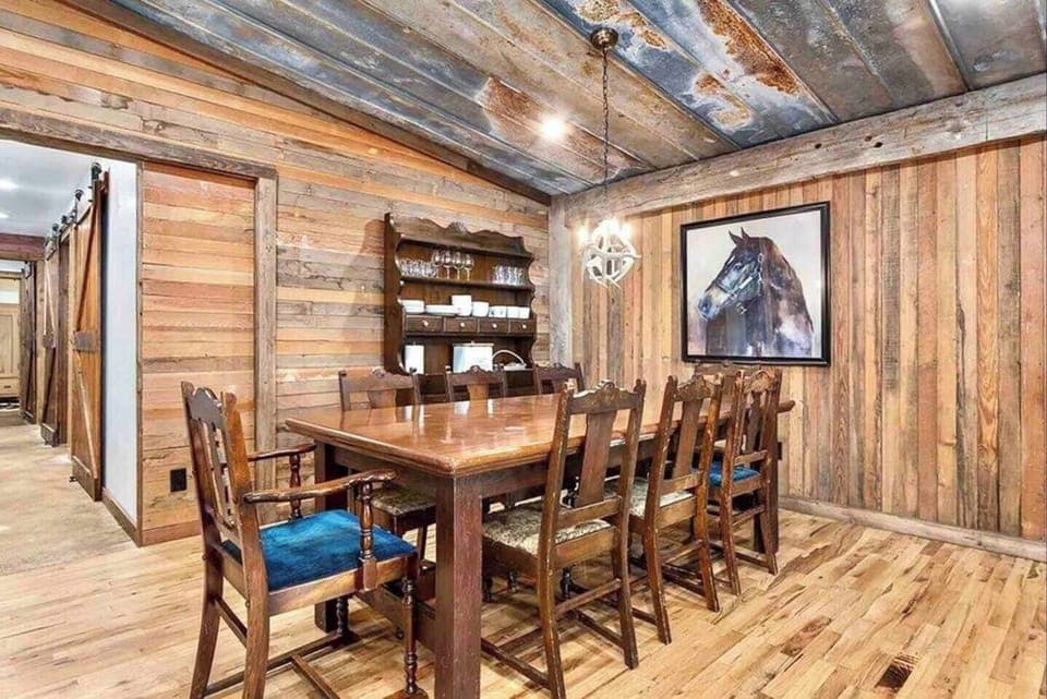 Ranch Haus dining table with dinnerware and k-cups