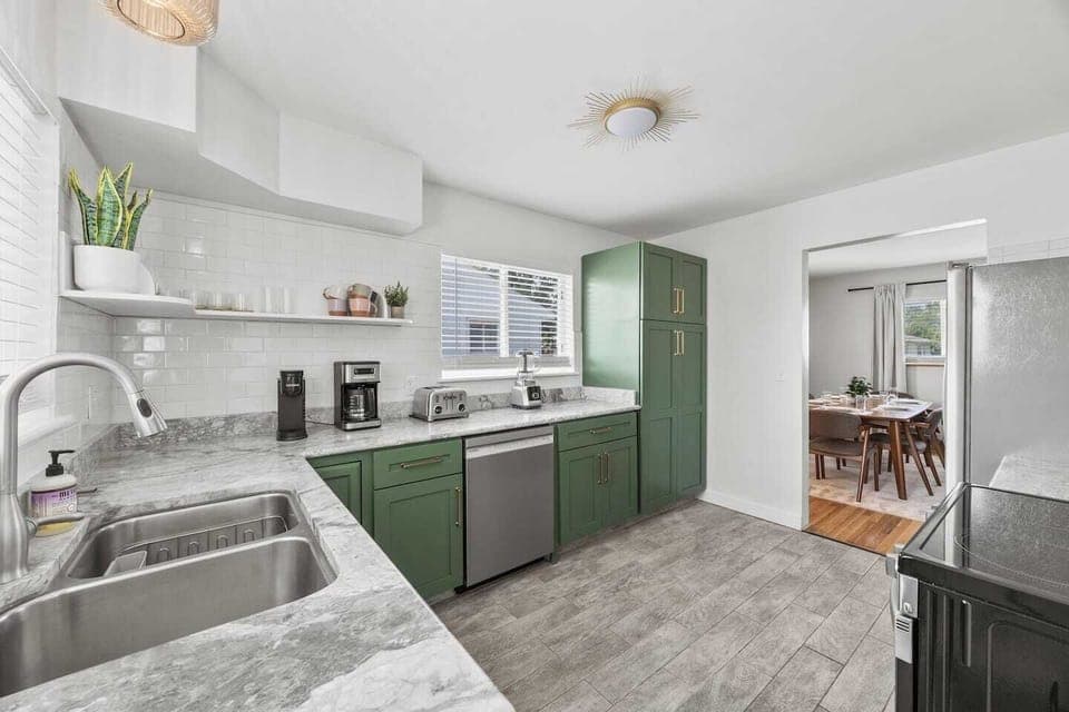 Enjoy cooking meals at home with our kitchen that's stocked with all your essential cooking items