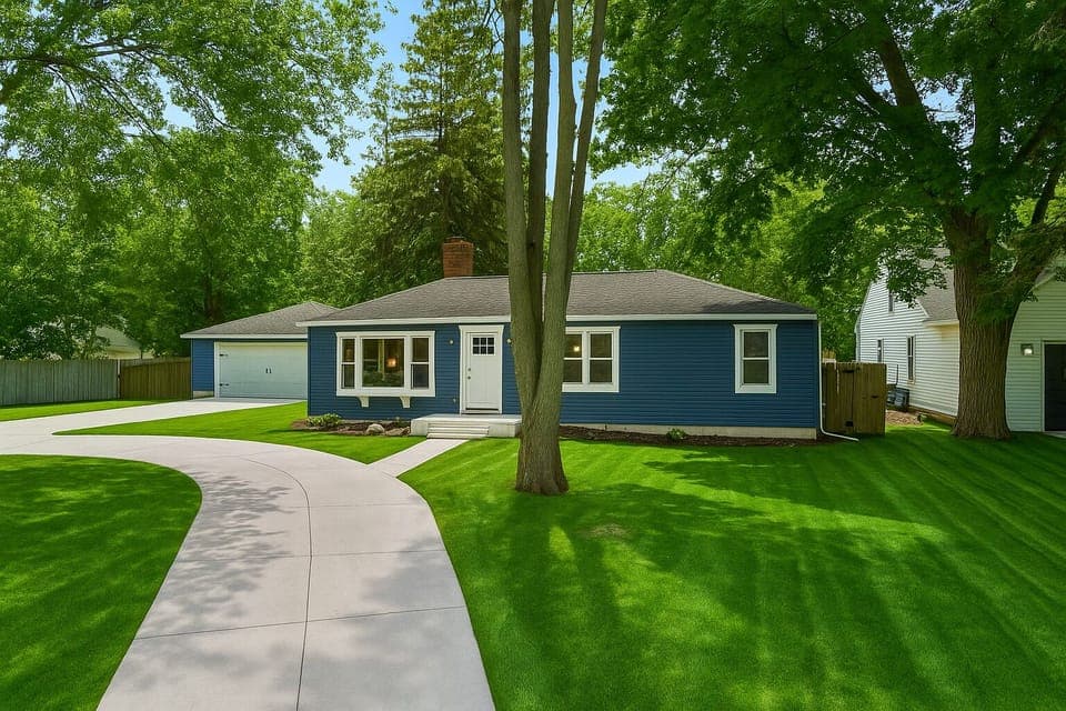 Welcoming front entrance of your private, newly renovated lake-area retreat—comfort starts the moment you arrive.