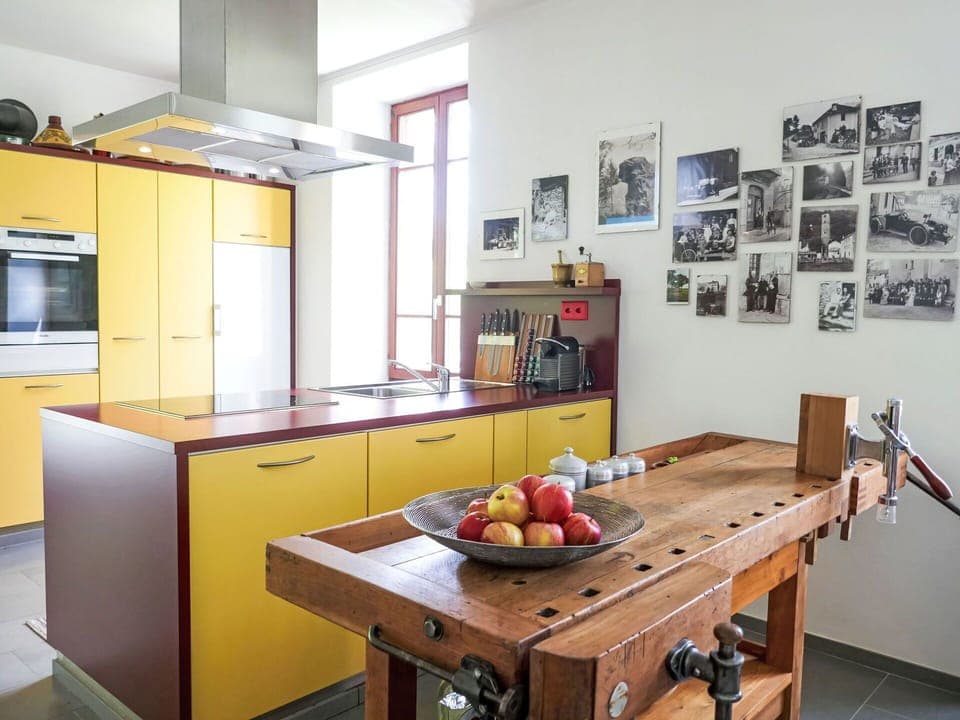 Furniture, Kitchen, Flooring, Interior Design, Wood, Floor, Countertop, Cabinetry, Kitchen Appliance, Ceiling