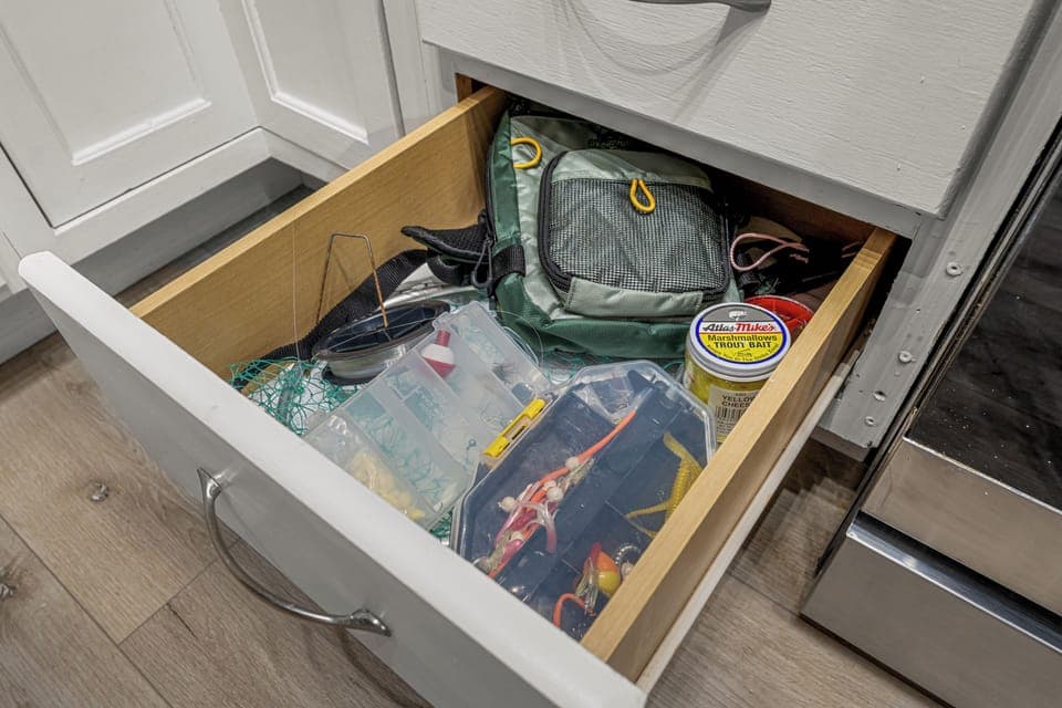 - Well stocked drawer includes handy tools and essentials for unexpected needs
- Find items like a flashlight set, repair supplies, or extras to keep things running
- Whether it’s a quick fix or a camping plan, you’ll be fully prepared here