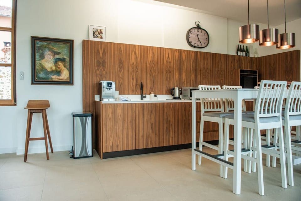 The kitchen and dining table for your meals