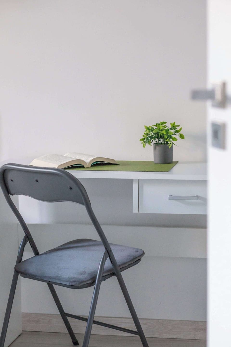 Desk with chair for remote work. 