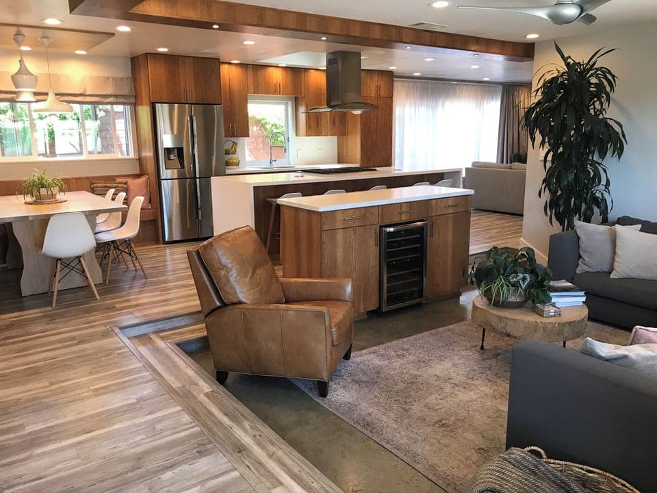 Large open living space with wine bar