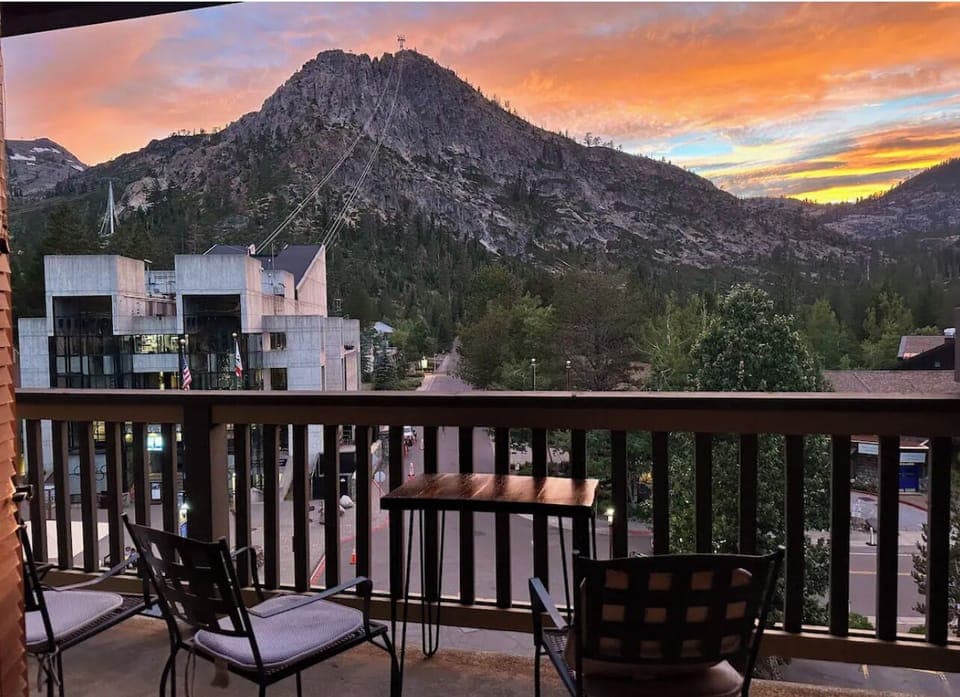 The Rockpile at Sunset as seen from inside the condo through the balcony doors