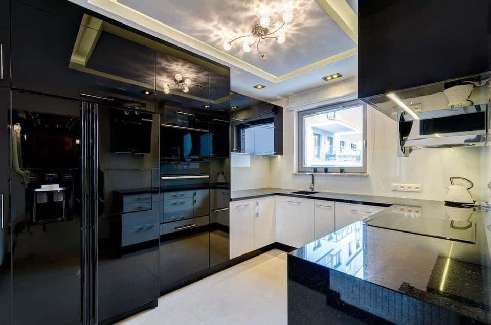 Another angle of the modern kitchen highlighting its functionality.